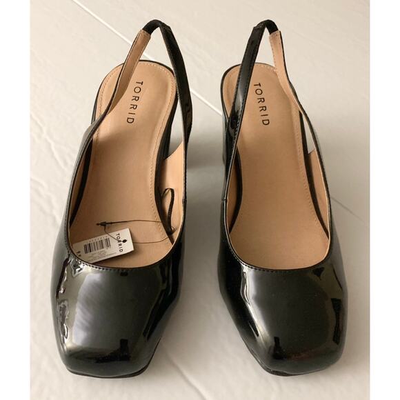 TORRID Women's Slingback Squared Toe Block Heel Black Patent Size 9.5WW - Picture 11 of 11